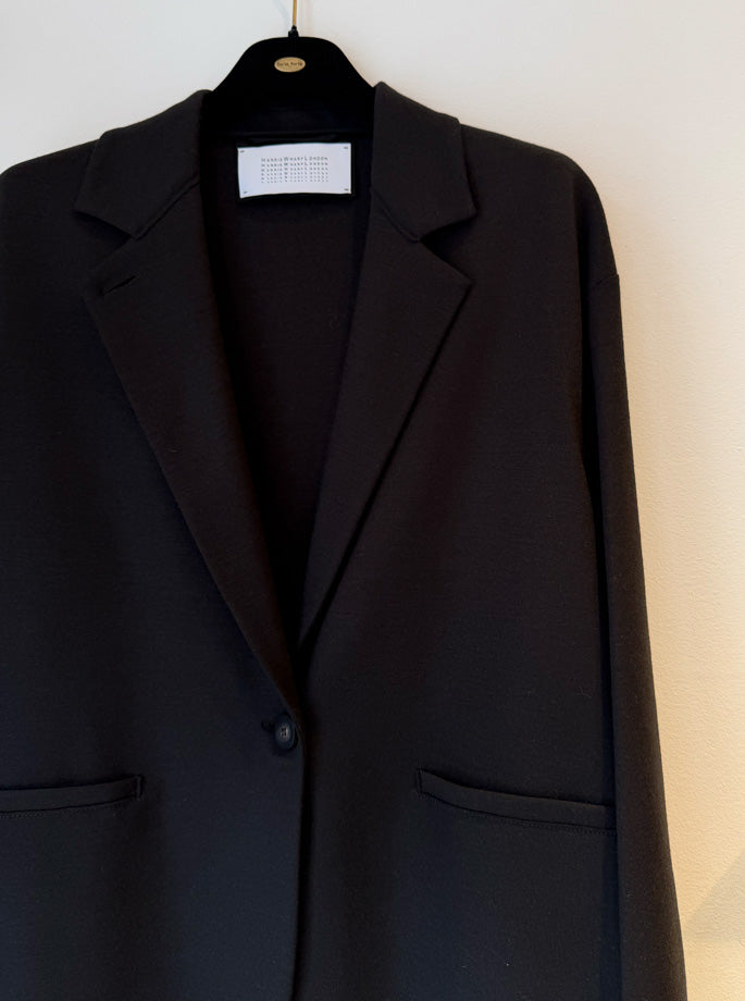 Harris Wharf - Balmacaan Patterned Cashmere Coat Brown Blue Herringbone