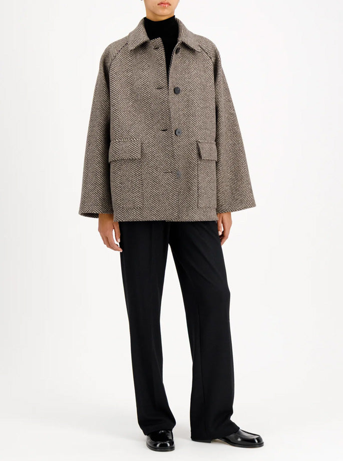 Harris Wharf - Dropped Shoulder Chester Coat Pressed Wool Black