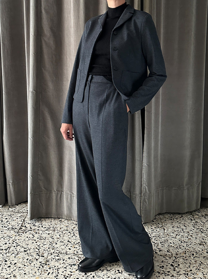 Harris Wharf - Fly Front cropped Jacket Anthracite