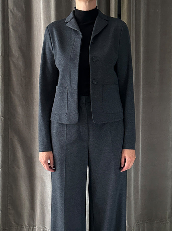 Harris Wharf - Fly Front cropped Jacket Anthracite