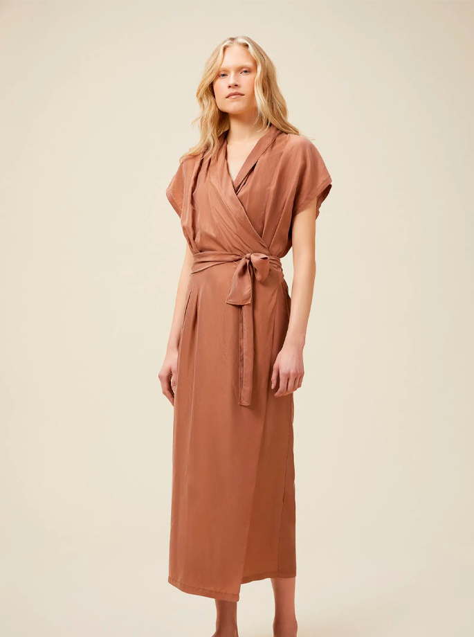 Pomandére - silk dress in copper color