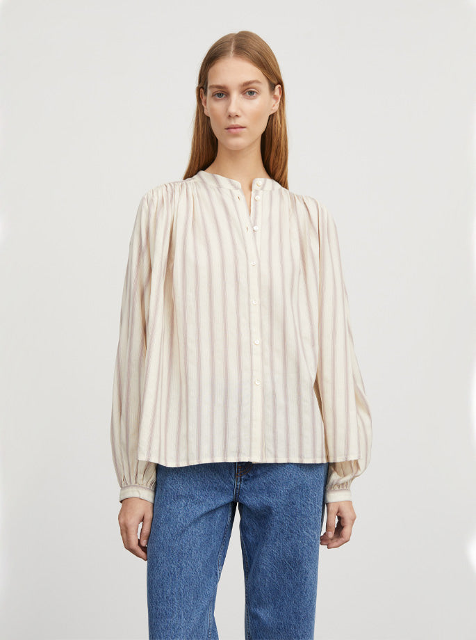 Skall Studio - Rita Shirt Cream/Lilac Stripe - Organic Fashion - ES Webshop