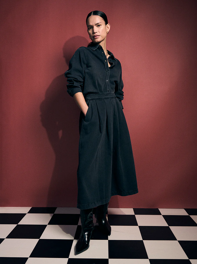 Tomorrow Denim -Ellen skirt in wash black 