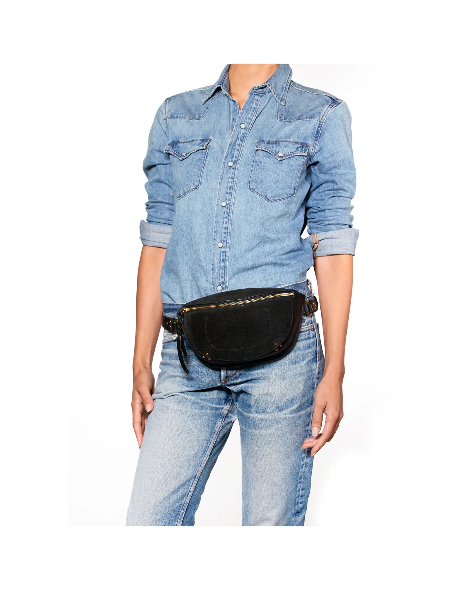 Jerome Dreyfuss - Lino Banane Taske Sort - Bælte taske af læder og ruskind - ES Webshop