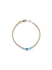 Anni Lu - Bead and gem bracelet mediteranian blue - glasperler, facetterede glasperler. Messing er forgyldt med 18 karat guld + e-belægning - ES Webshop